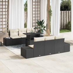 Sonata H Градински Софа Комплект 7 pcs Черен и кремав 100 x 55 x 73 см - Canapele și bănci de grădină