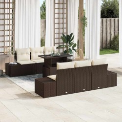 Sonata H Градински Софа Комплект 7 pcs Кафяв и Кремав 100 x 55 x 73 см - Canapele și bănci de grădină
