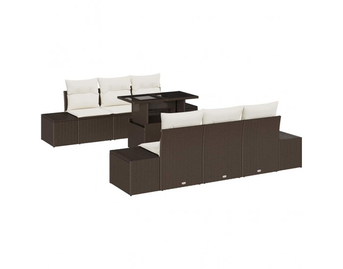 Sonata H Градински Софа Комплект 7 pcs Кафяв и Кремав 100 x 55 x 73 см