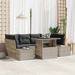 Sonata H Градински Софа Комплект 7 pcs Светло сиво и тъмно сиво - Canapele și bănci de grădină