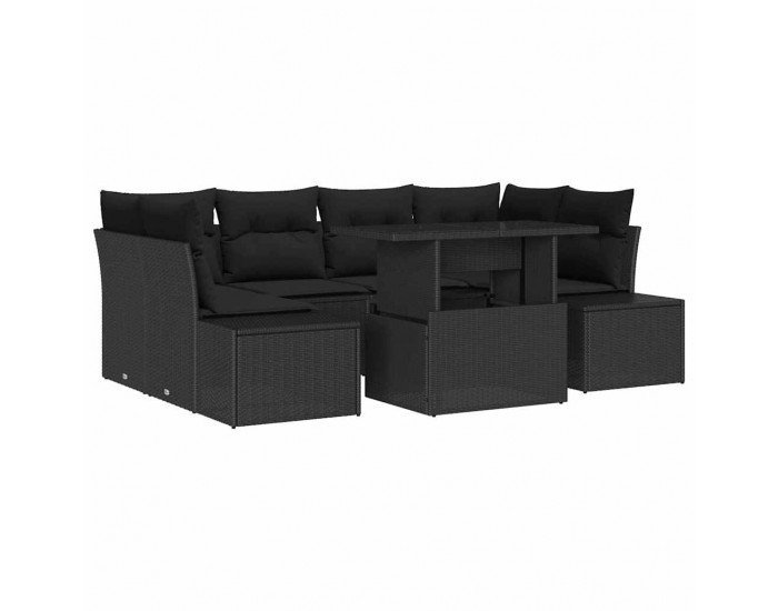 Sonata H Градински Софа Комплект 7 pcs Черно 100 x 55 x 73 см