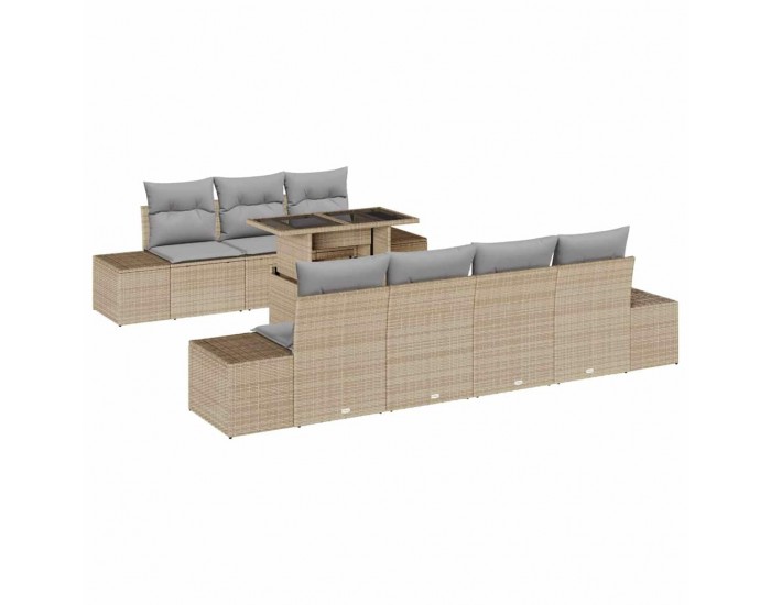 Sonata H Градински Софа Комплект с възглавница 8 pcs Бежов и Светло Сив