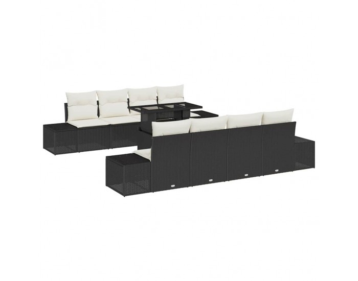 Sonata H Градински Софа Комплект 7 pcs Черен и кремав 100 x 55 x 73 см