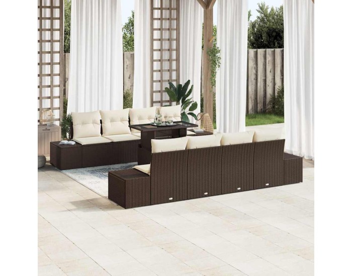 Sonata H Градински Софа Комплект 7 pcs Кафяв и Кремав 100 x 55 x 73 см