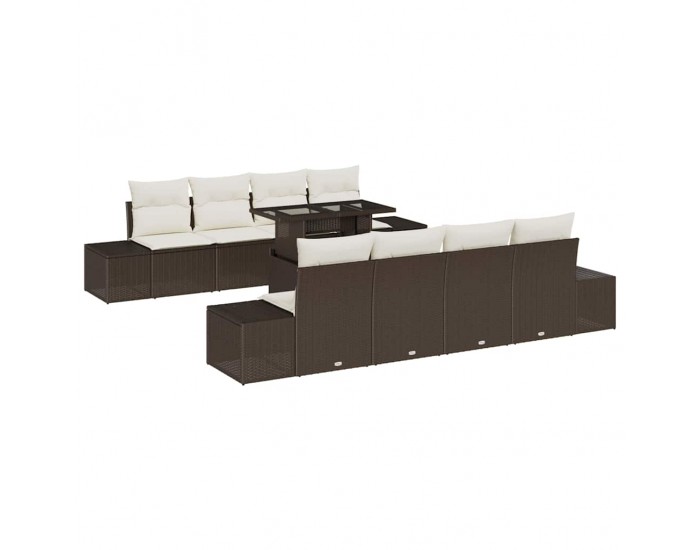 Sonata H Градински Софа Комплект 7 pcs Кафяв и Кремав 100 x 55 x 73 см