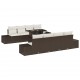 Sonata H Градински Софа Комплект 7 pcs Кафяв и Кремав 100 x 55 x 73 см