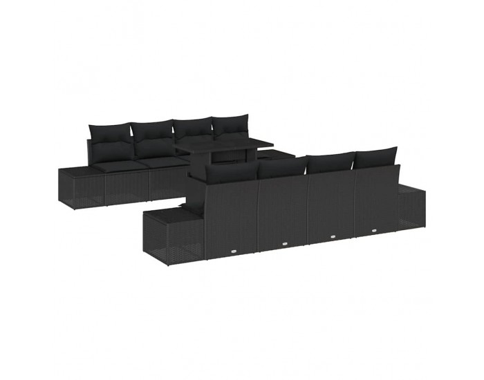 Sonata Set de canapele pentru grădină 9 buc. Negru