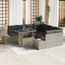 Sonata H Градински Софа Комплект 9 pcs Светло сиво и тъмно сиво - Canapele și bănci de grădină