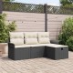Sonata H Градински Софа Комплект 4 pcs Черно и кремаво 196 x 117 x 85 см
