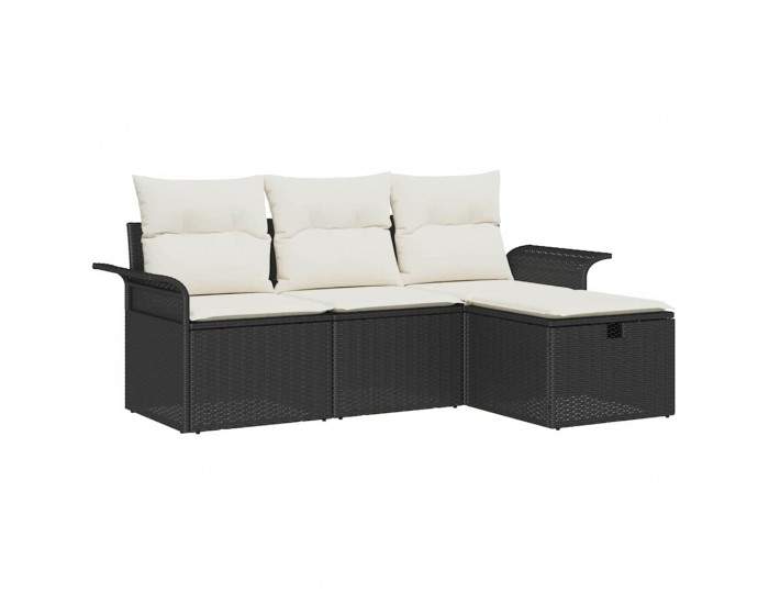 Sonata H Градински Софа Комплект 4 pcs Черно и кремаво 196 x 117 x 85 см