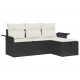 Sonata H Градински Софа Комплект 4 pcs Черно и кремаво 196 x 117 x 85 см