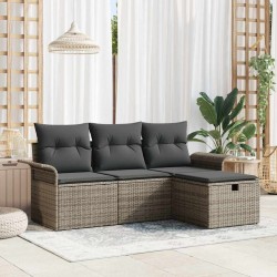 Sonata H Градински Софа Комплект 4 pcs Сив 196 x 117 x 85 см Полиратан - Canapele și bănci de grădină