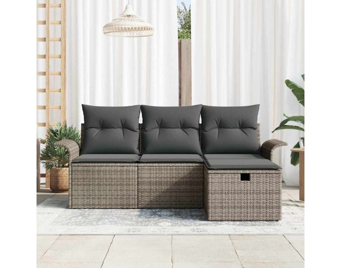 Sonata H Градински Софа Комплект 4 pcs Сив 196 x 117 x 85 см Полиратан