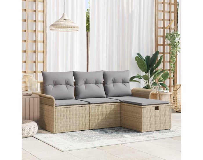 Sonata Set de canapele pentru grădină 4 buc. Beige și gri deschis