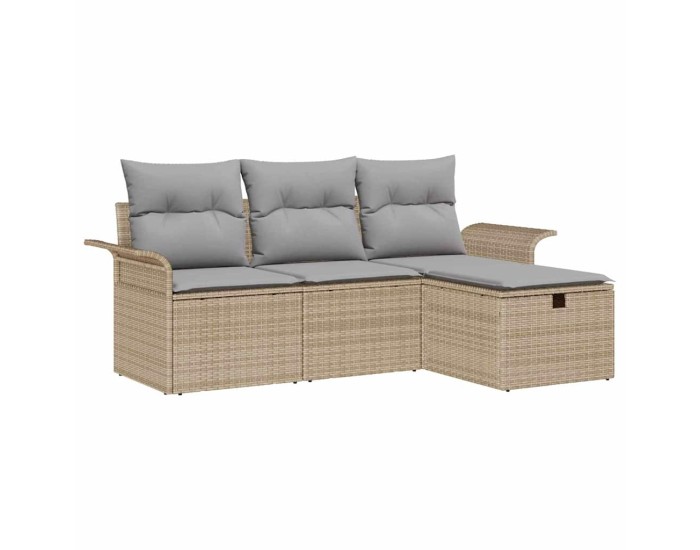 Sonata Set de canapele pentru grădină 4 buc. Beige și gri deschis