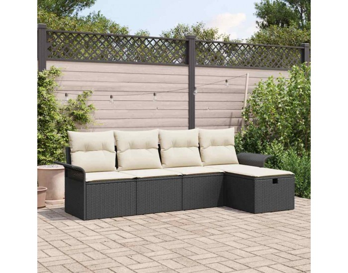 Sonata H Градински Софа Комплект 5 pcs Черно и кремаво 251 x 117 x 85 см