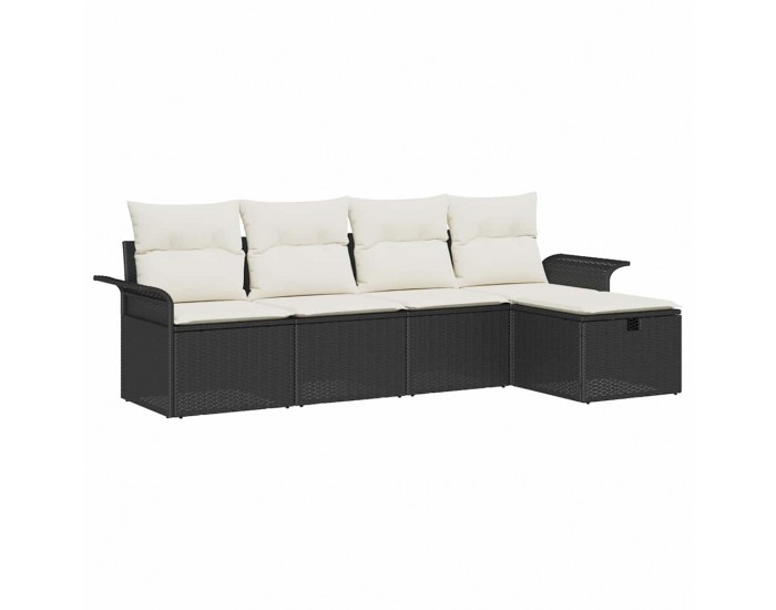 Sonata H Градински Софа Комплект 5 pcs Черно и кремаво 251 x 117 x 85 см