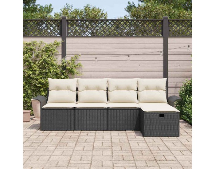 Sonata H Градински Софа Комплект 5 pcs Черно и кремаво 251 x 117 x 85 см