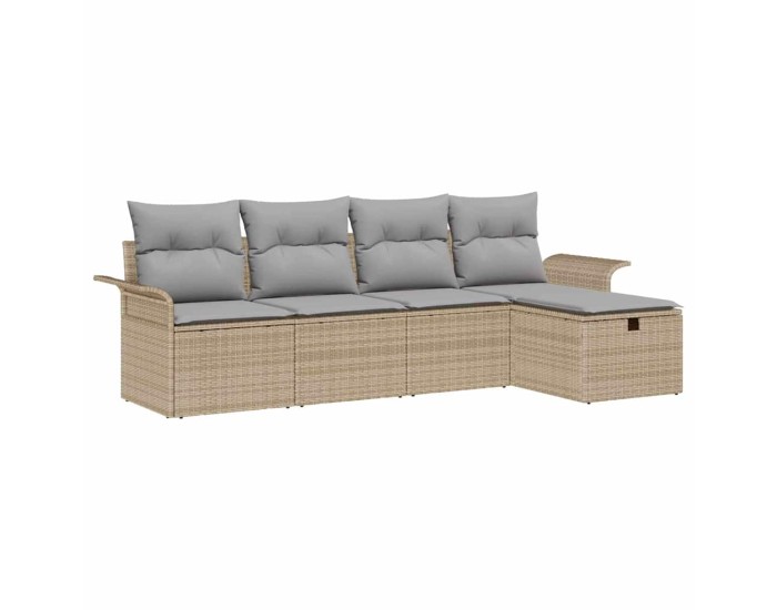 Sonata Set de canapele pentru grădină 5 buc. Beige și gri deschis