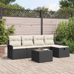 Sonata H Градински Софа Комплект 6 pcs Черно и кремаво 251 x 117 x 85 см - Canapele și bănci de grădină
