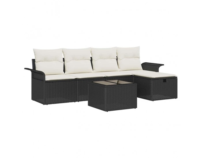 Sonata H Градински Софа Комплект 6 pcs Черно и кремаво 251 x 117 x 85 см