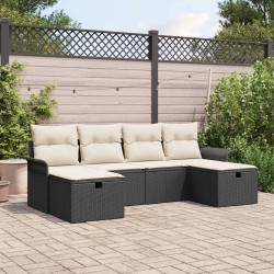 Sonata H Градински Софа Комплект 6 pcs Черно и кремаво 251 x 117 x 85 см - Canapele și bănci de grădină