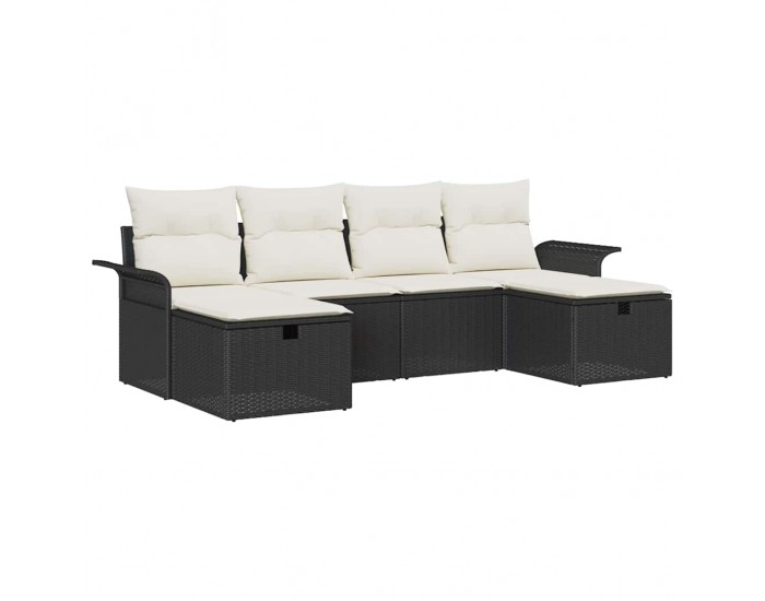 Sonata H Градински Софа Комплект 6 pcs Черно и кремаво 251 x 117 x 85 см