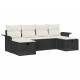 Sonata H Градински Софа Комплект 6 pcs Черно и кремаво 251 x 117 x 85 см