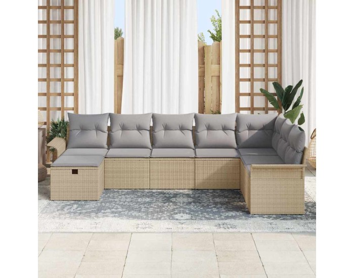 Sonata Set de canapele pentru grădină 8 buc. Beige și gri deschis