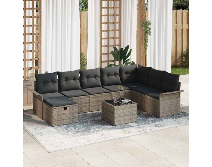 Sonata H Градински Софа Комплект 9 pcs Сив 297.5 x 187.5 x 85 см