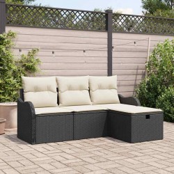 Sonata H Градински Софа Комплект 4 pcs Черно и кремаво 176 x 117 x 85 см - Canapele și bănci de grădină