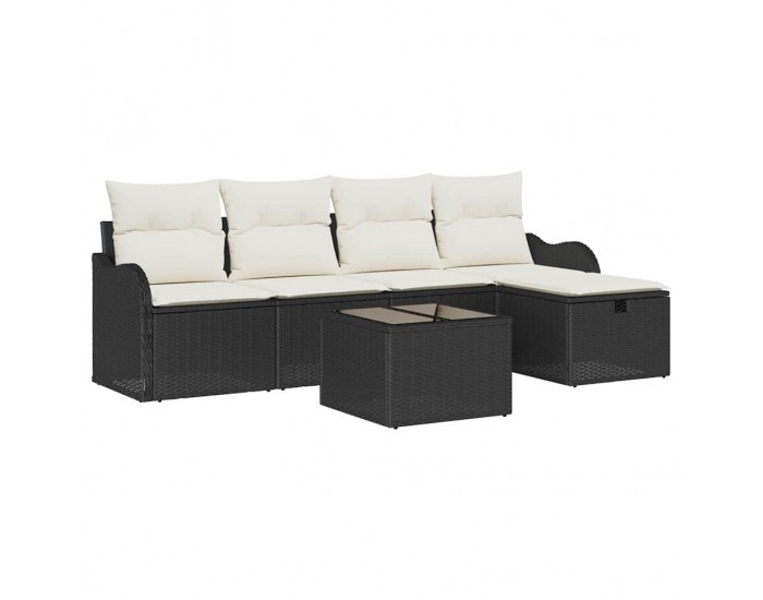 Sonata H Градински Софа Комплект 6 pcs Черно и кремаво 231 х 117 х 85 см