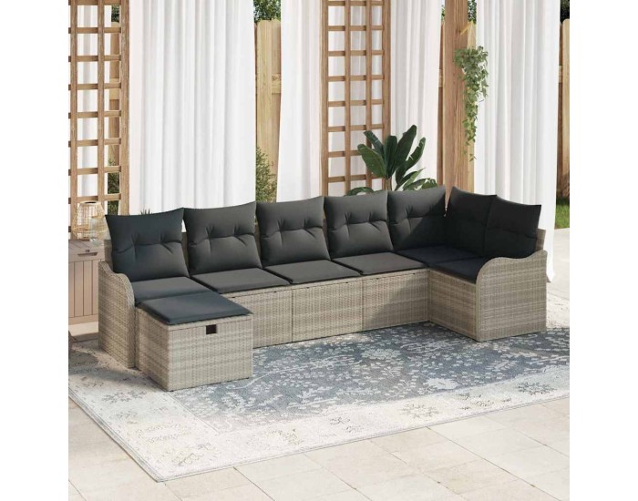 Sonata Set de canapea 7 buc. Gri deschis poliratan
