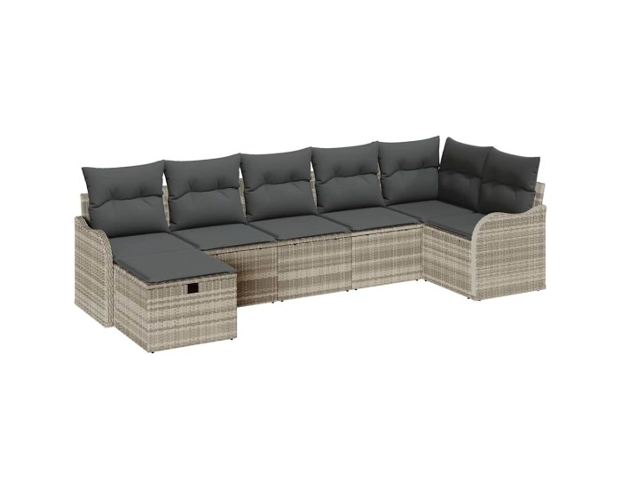 Sonata Set de canapea 7 buc. Gri deschis poliratan
