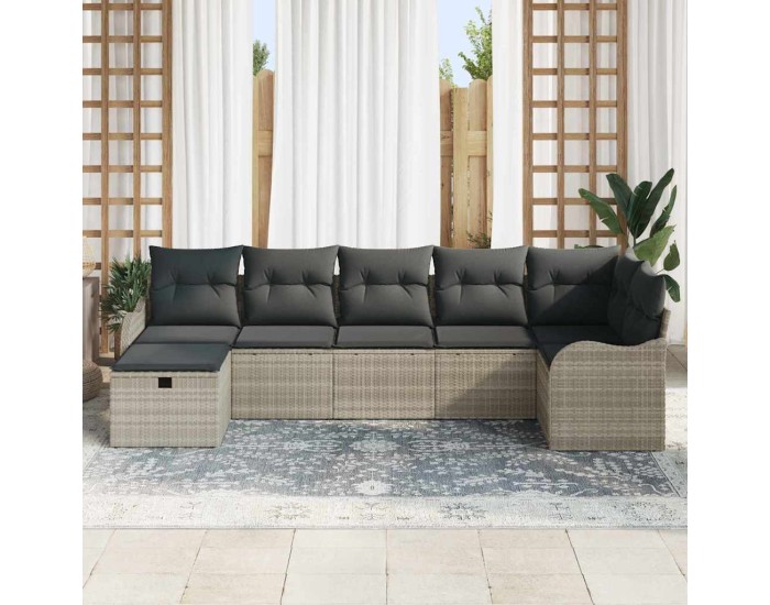 Sonata Set de canapea 7 buc. Gri deschis poliratan