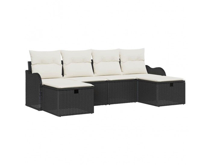 Sonata H Градински Софа Комплект 6 pcs Черно и кремаво 231 х 117 х 85 см