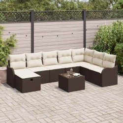 Sonata H Градински Софа Комплект с възглавница 9 pcs Кафяво и кремаво - Canapele și bănci de grădină