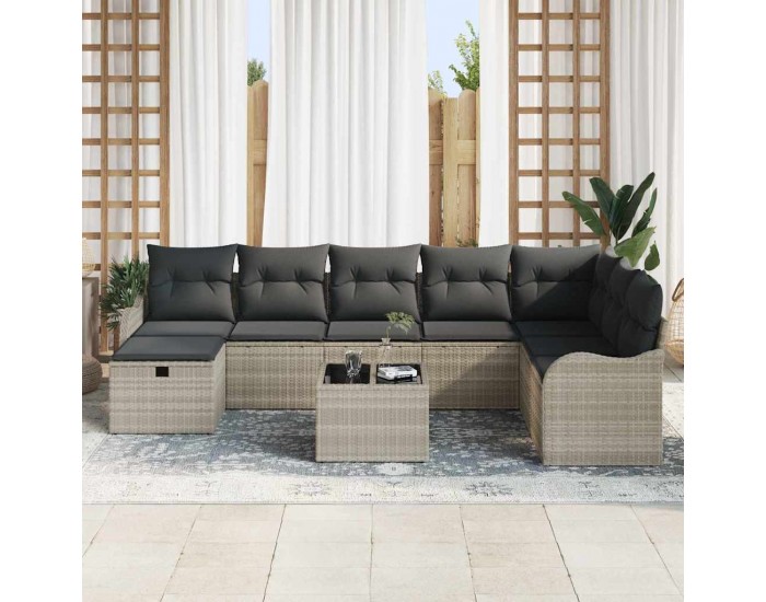 Sonata H Градински Софа Комплект 9 pcs Светлосиво 287.5 x 177.5 x 85 см