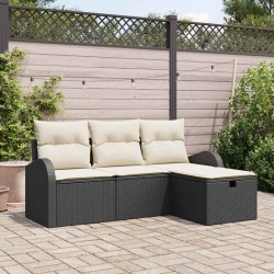 Sonata H Градински Софа Комплект 4 pcs Черно и кремаво 179 x 117 x 85 см - Canapele și bănci de grădină