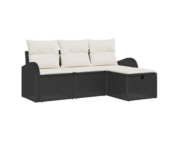 Sonata H Градински Софа Комплект 4 pcs Черно и кремаво 179 x 117 x 85 см