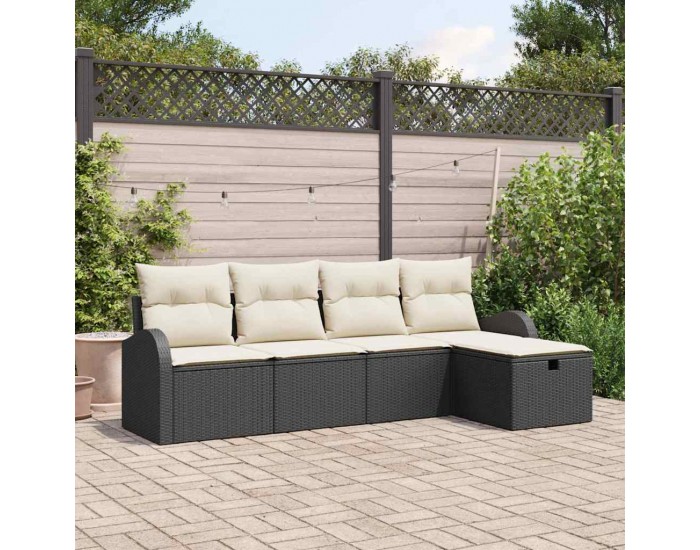 Sonata H Градински Софа Комплект 5 pcs Черно и кремаво 234 x 117 x 85 см