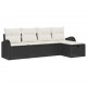 Sonata H Градински Софа Комплект 5 pcs Черно и кремаво 234 x 117 x 85 см