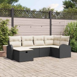 Sonata H Градински Софа Комплект 6 pcs Черно и кремаво 234 x 124 x 85 см - Canapele și bănci de grădină