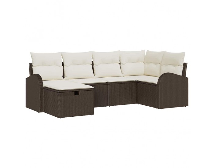Sonata H Градински Софа Комплект с възглавница 6 pcs Кафяво и кремаво