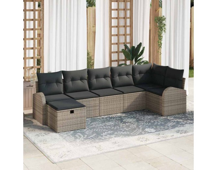 Sonata H Градински Софа Комплект 7 pcs Сив 289 x 124 x 85 см Полиратан