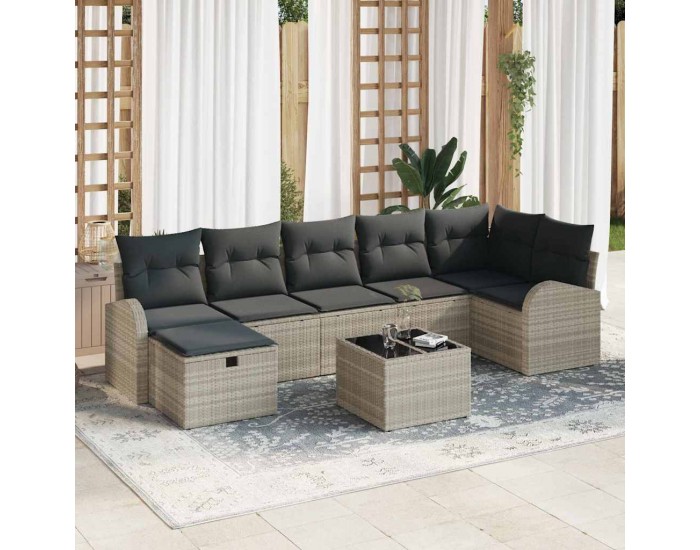 Sonata H Градински Софа Комплект 8 pcs Светлосиво 289 x 124 x 85 см