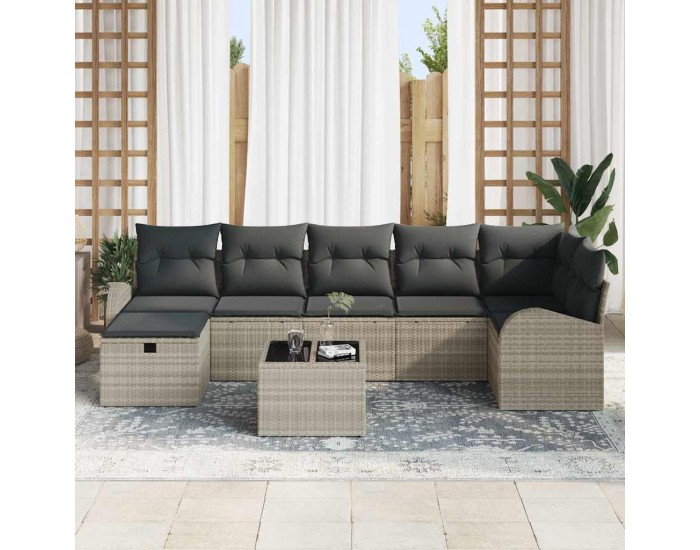 Sonata H Градински Софа Комплект 8 pcs Светлосиво 289 x 124 x 85 см