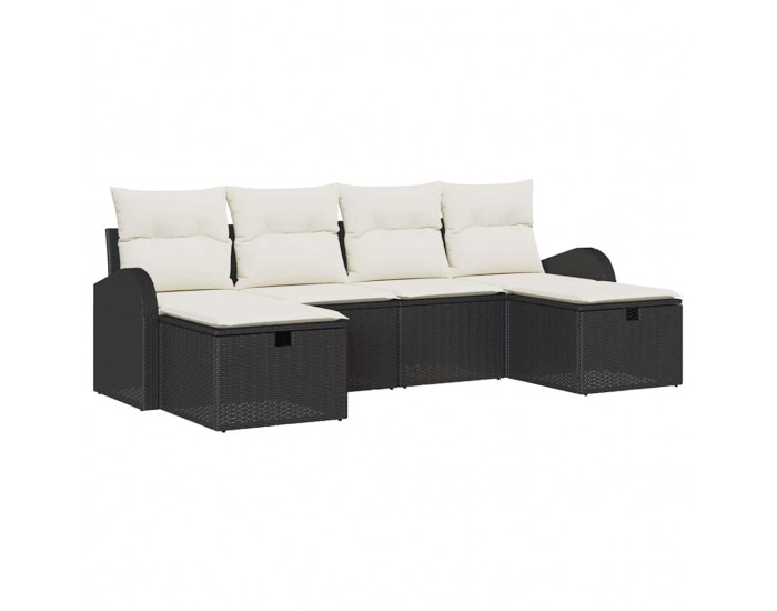 Sonata H Градински Софа Комплект 6 pcs Черно и кремаво 234 x 117 x 85 см