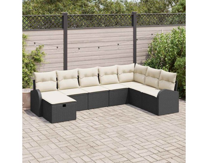 Sonata H Градински Софа Комплект 8 pcs Черно и кремаво 289 x 179 x 85 см