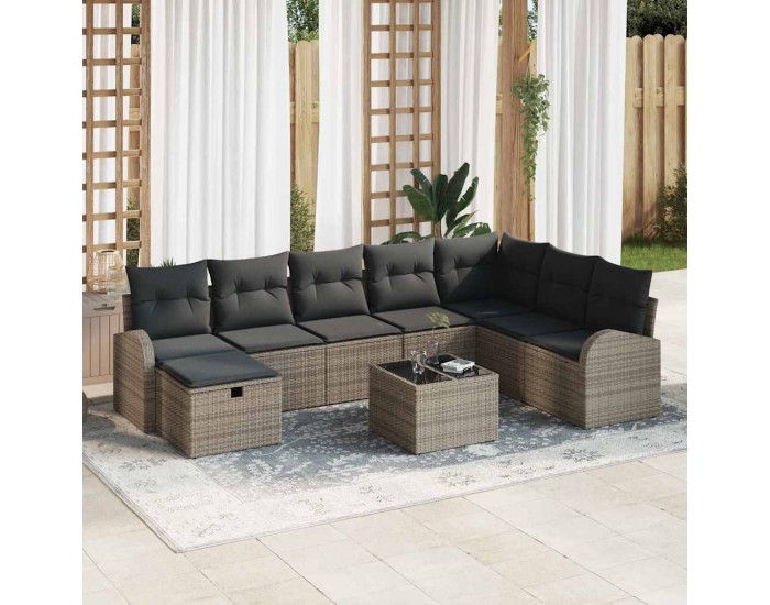 Sonata H Градински Софа Комплект 9 pcs Сив 289 x 179 x 85 см Полиратан